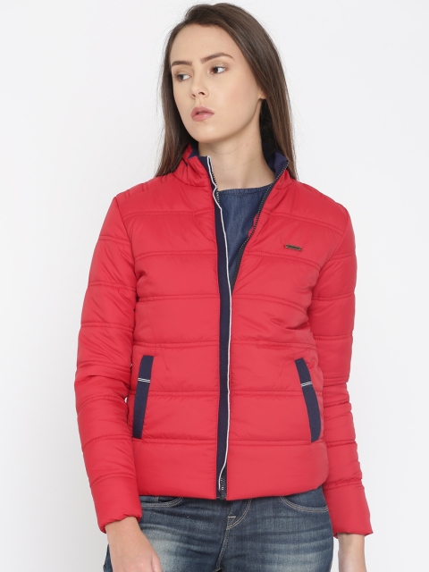 

Roadster Women Red Solid Quilted Jacket
