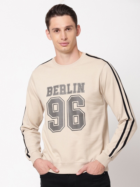 

R&B Men Beige Printed Sweatshirt