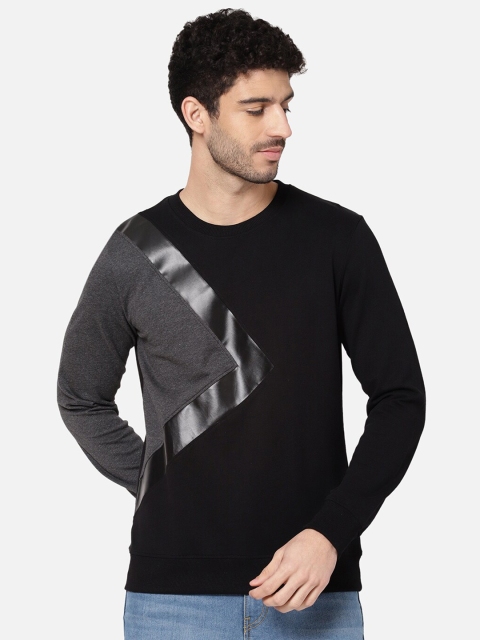 

R&B Men Black Colourblocked Sweatshirt