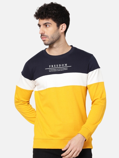 

R&B Men Yellow Colourblocked Sweatshirt