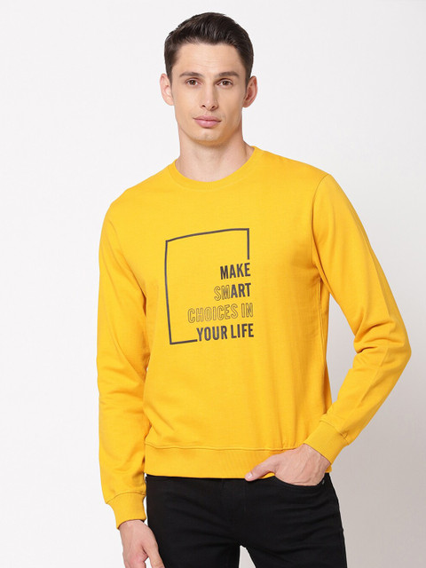 

R&B Men Yellow Printed Sweatshirt