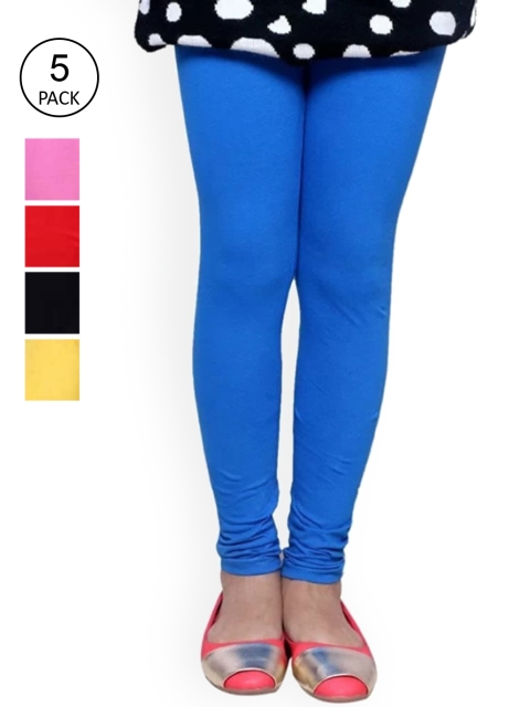 

FRENCH KLEIDER Girls Pack Of 5 Solid Leggings, Red