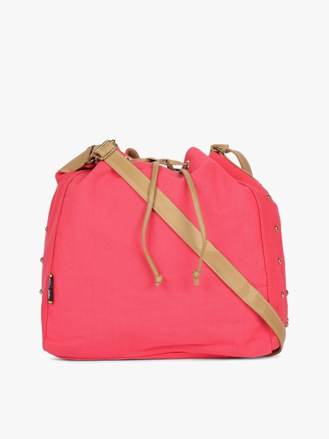 

Kanvas Katha Peach-Coloured Colourblocked Oversized Bucket Sling Bag