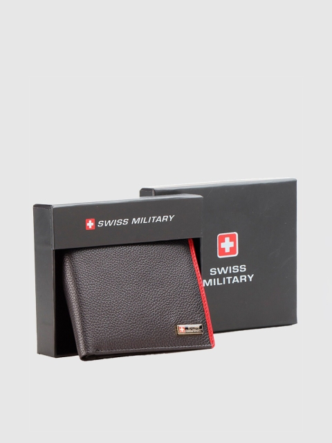 

SWISS MILITARY Men Brown & Red Leather Two Fold Wallet