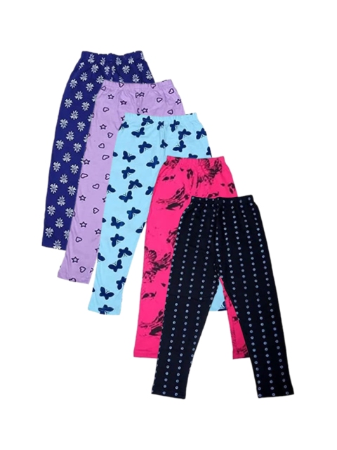 

FRENCH KLEIDER Girls Pack of 5 Printed Ankle-Length Leggings, Lavender