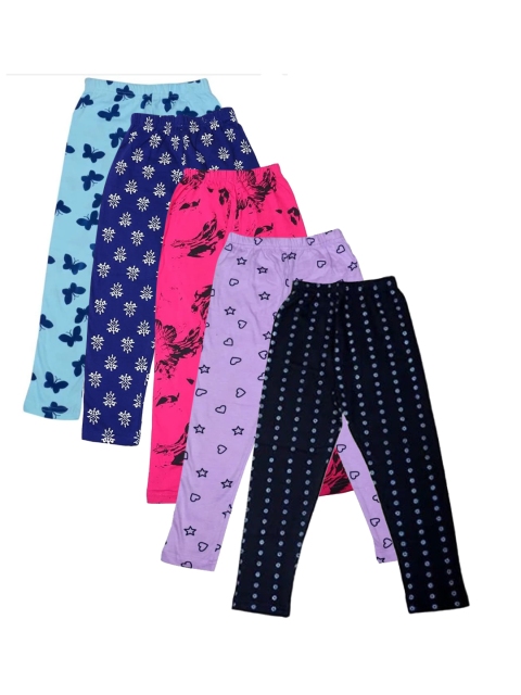 

FRENCH KLEIDER Girls Pack of 5 Printed Cotton Leggings, Multi