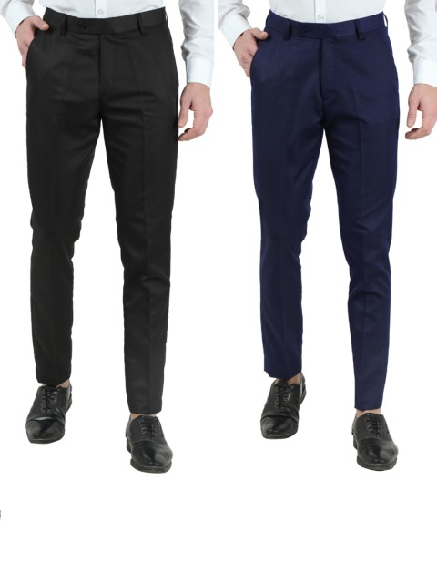 

VEI SASTRE Men Black Smart Slim Fit Trousers