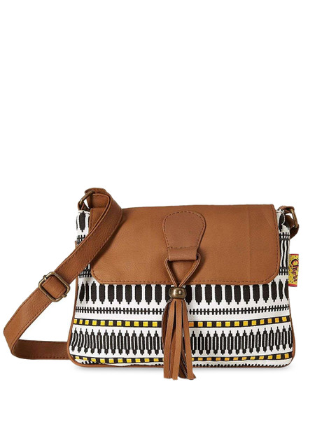 

Kanvas Katha Multicoloured Geometric Structured Sling Bag with Tasselled, Multi