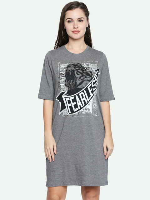 

CULT FICTION Grey Melange & taupe gray T-shirt Dress