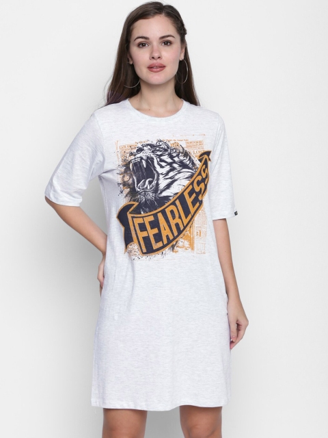 

CULT FICTION White & bright gray T-shirt Dress