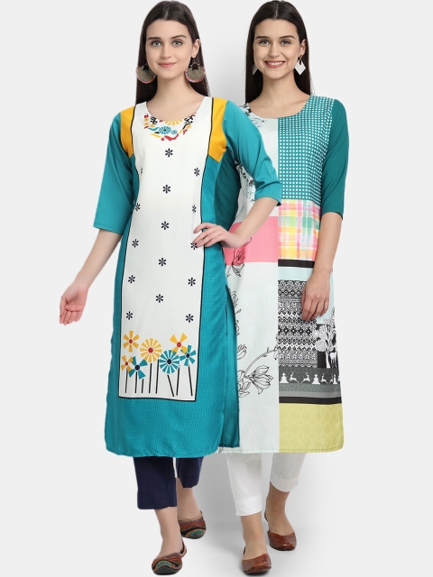 

KALINI Women Multicoloured Floral Embroidered Thread Work Crepe Kurta, Multi