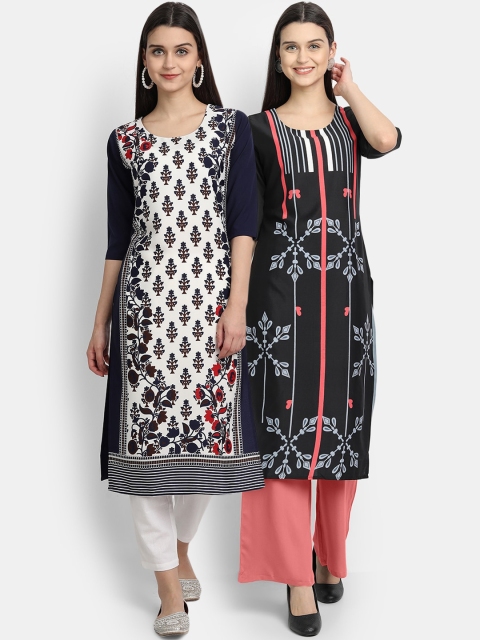 

KALINI Women Multicoloured Floral Printed Gotta Patti Crepe Kurta, Multi