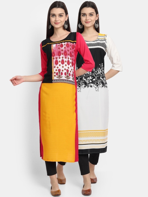 

KALINI Women Multicoloured Floral Embroidered Thread Work Crepe Kurta, Multi