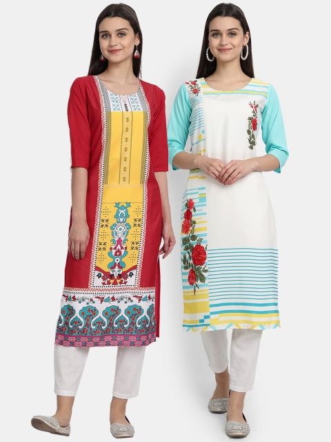 

KALINI Women Multicoloured Ethnic Motifs Printed Crepe Kurta, Multi