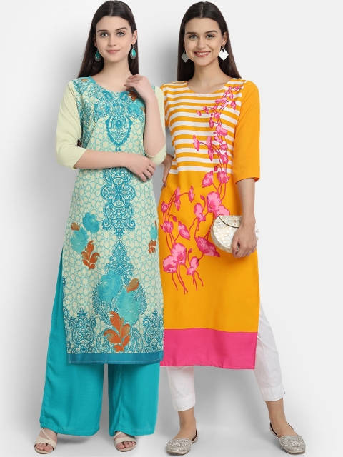 

KALINI Women Multicoloured Floral Printed Crepe Kurta, Multi