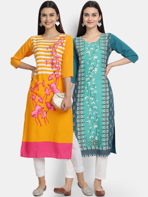 

KALINI Women Multicoloured Floral Printed Crepe Kurta, Multi