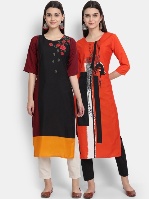 

KALINI Women Multicoloured Mirror Work Crepe Kurta, Multi