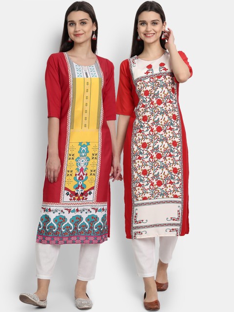 

KALINI Women Multicoloured Ethnic Motifs Printed Crepe Kurta, Multi