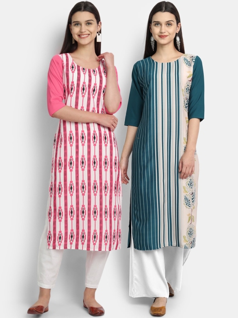 

KALINI Women Multicoloured Striped Crepe Kurta, Multi
