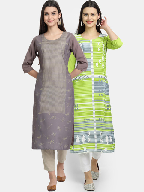 

KALINI Women Multicoloured Colourblocked Thread Work Crepe Kurta, Multi