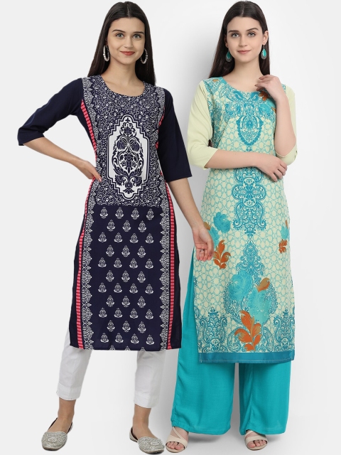 

KALINI Women Multicoloured Floral Printed Crepe Kurta, Multi