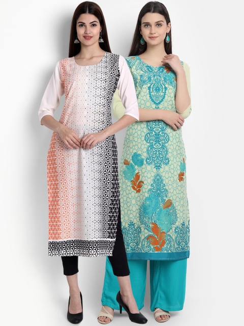 

KALINI Women Multicoloured Floral Printed Crepe Kurta, Multi