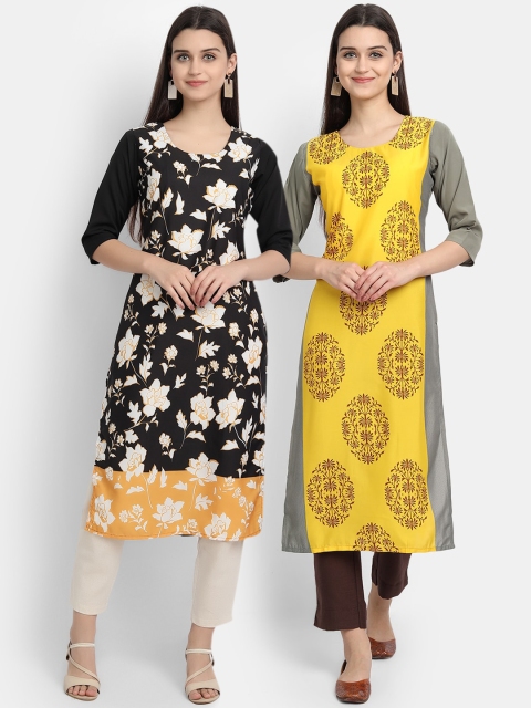 

KALINI Women Multicoloured Floral Printed Crepe Kurta, Multi