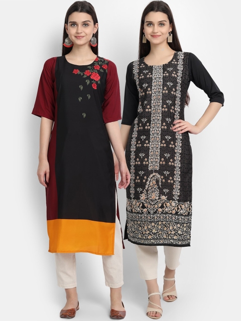 

KALINI Women Multicoloured Mirror Work Crepe Kurta, Multi