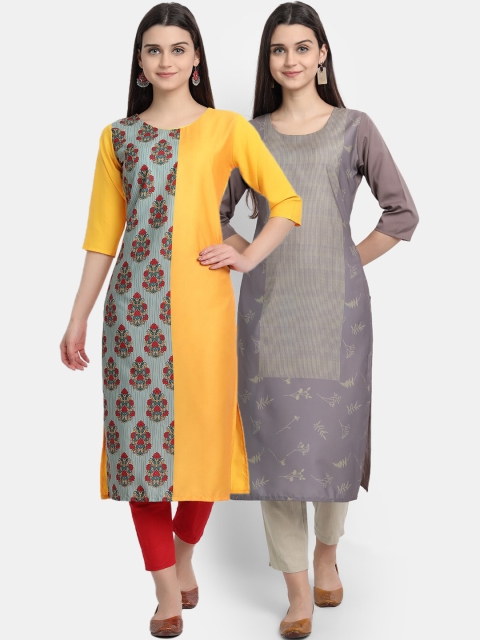 

KALINI Women Multicoloured Colourblocked Thread Work Crepe Kurta, Multi