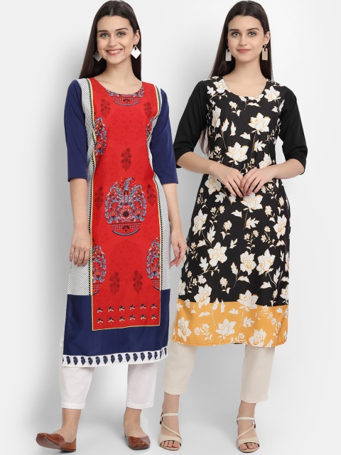 

KALINI Women Multicoloured Floral Printed Crepe Kurta, Multi