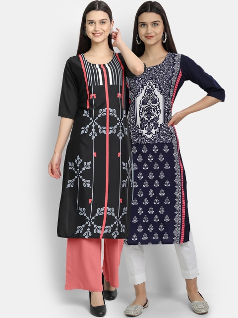 

KALINI Women Multicoloured Floral Printed Gotta Patti Crepe Kurta, Multi
