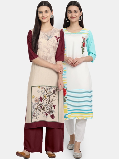 

KALINI Women Multicoloured Floral Printed Crepe Kurta, Multi