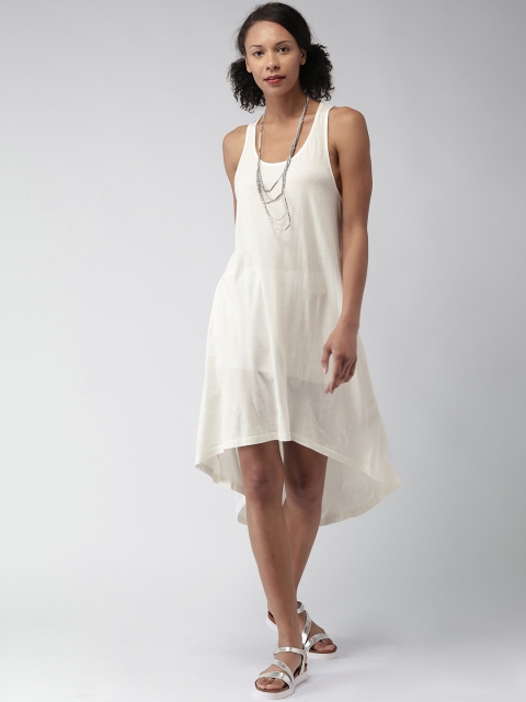 

FOREVER 21 Women Off-White Solid A-Line Dress
