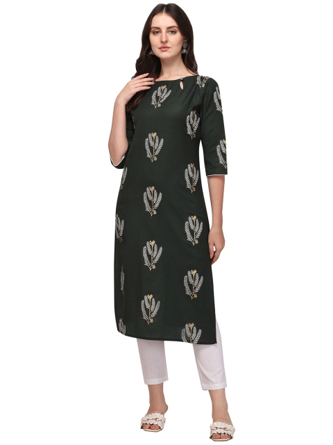 

RGHT Women Black Floral Printed Kurta