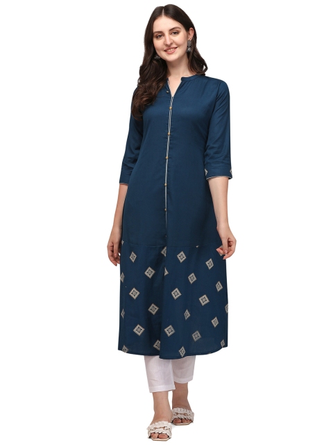 

RGHT Women Navy Blue Ethnic Motifs Printed Kurta