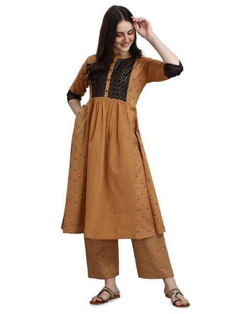 

RGHT Brown & Black Ethnic Motifs Yoke Design Kurti