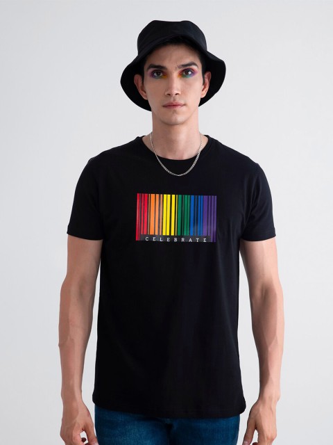 

Snitch Men Black & xiketic Typography Printed Applique Slim Fit T-shirt