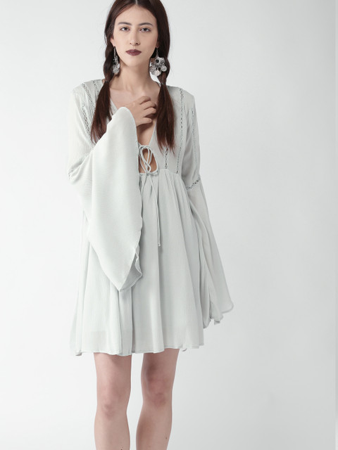 

FOREVER 21 Women Blue Solid A-Line Dress