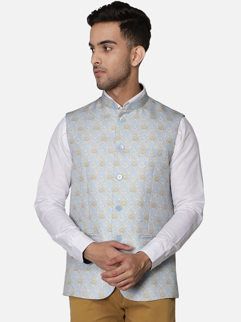

Callino London Men Blue Printed Nehru Jacket