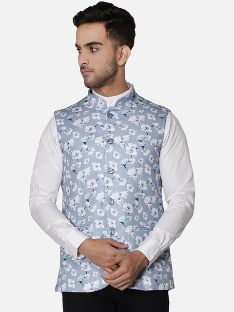 

Callino London Men Grey Printed Nehru Jacket