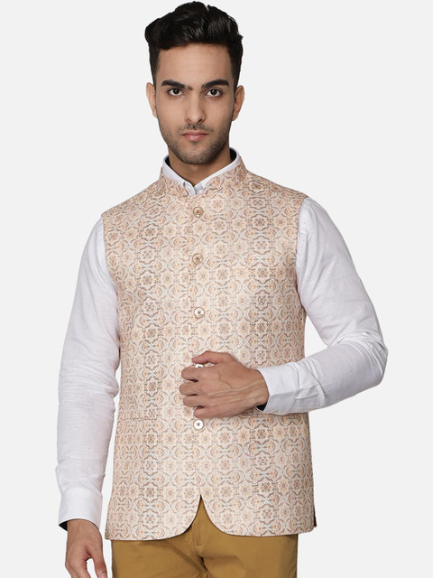 

Callino London Men Beige Printed Mandarin Collar Waistcoat