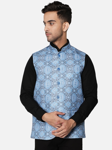 

Callino London Men Blue & Black Ethnic Motifs Printed Waistcoat