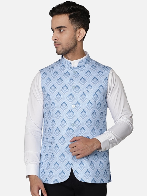 

Callino London Blue Floral Print Nehru Jacket