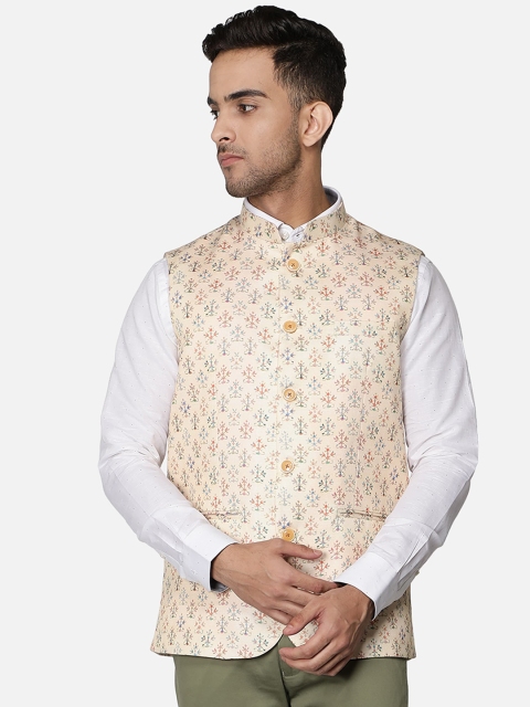 

Callino London Men Yellow Printed Nehru Jacket