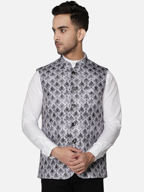 

Callino London Men Grey Printed Nehru Jacket