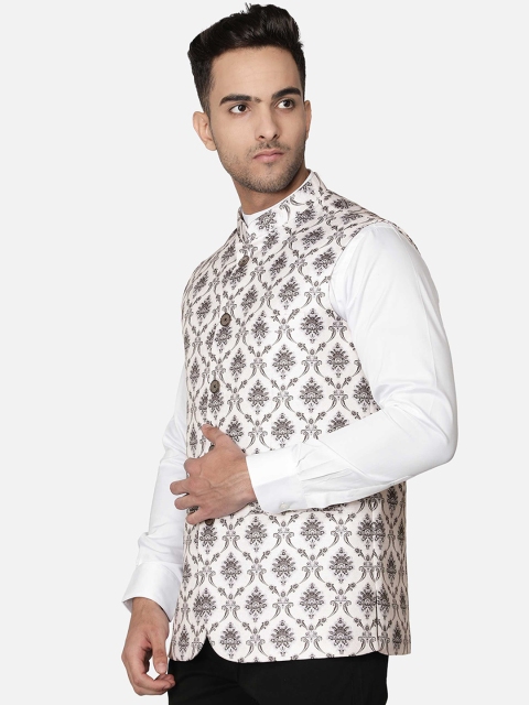 

Callino London Cream Floral Print Nehru Jacket