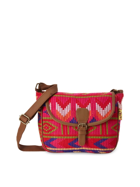 

Kanvas Katha Multicoloured Geometric Printed Structured Sling Bag, Multi