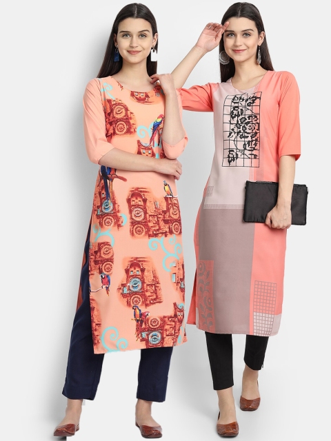 

KALINI Women Multicoloured Geometric Embroidered Crepe Kurta, Multi