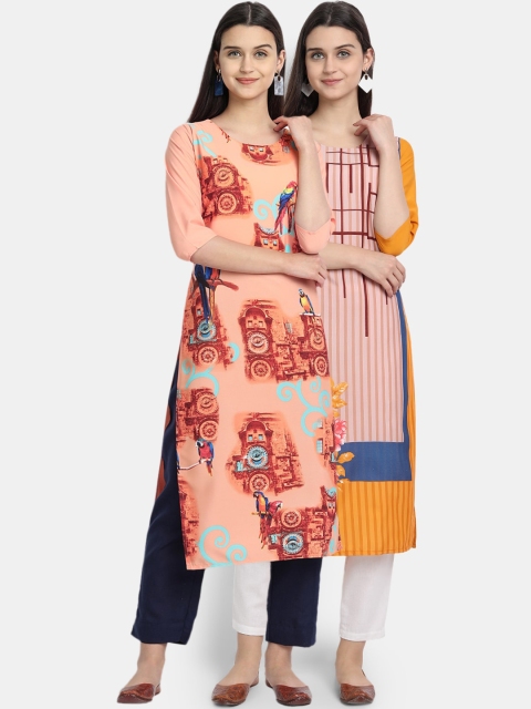 

KALINI Women Multicoloured Striped Crepe Kurta, Multi