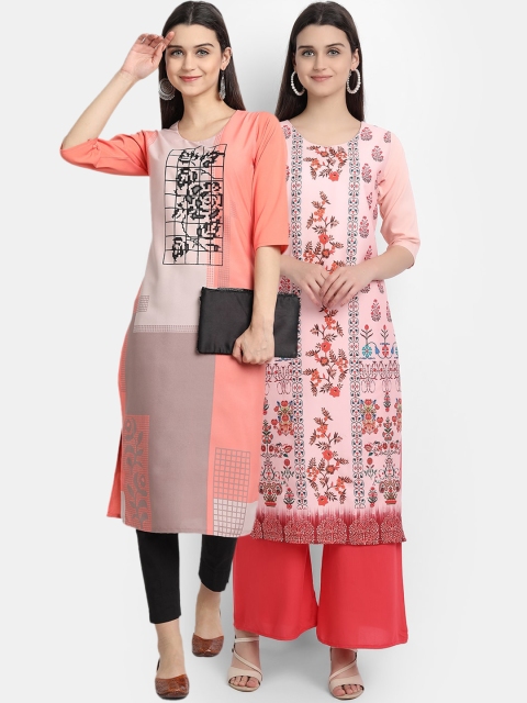 

KALINI Women Multicoloured Printed Thread Work Crepe Kurta, Multi